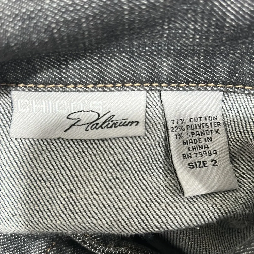 Chico’s platinum jacket size 2 GUC gray /black color…